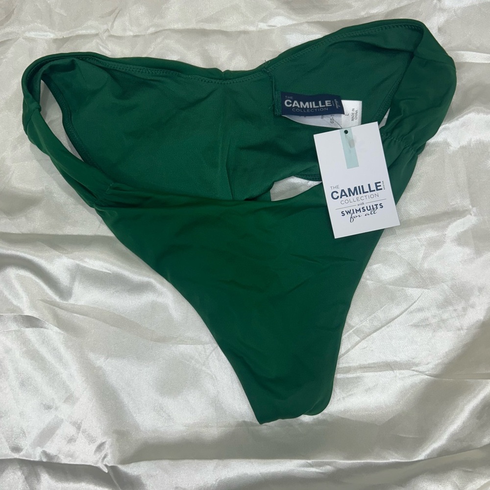 Women’s Camille Kostek Swimsuits For All Green Ruched  High Cut Bikini Bottom